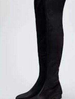 Zara Black Satin Knee Boots . Size 9(40). N W T